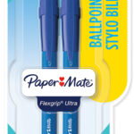 Paper:Mate drukbalpen FlexGrip Ultra, 2 stuks op blister, 1,0 mm, blauw