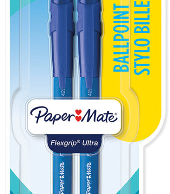 Paper:Mate drukbalpen FlexGrip Ultra, 2 stuks op blister, 1,0 mm, blauw