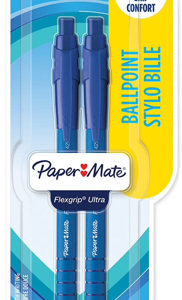 Paper:Mate drukbalpen FlexGrip Ultra, 2 stuks op blister, 1,0 mm, blauw