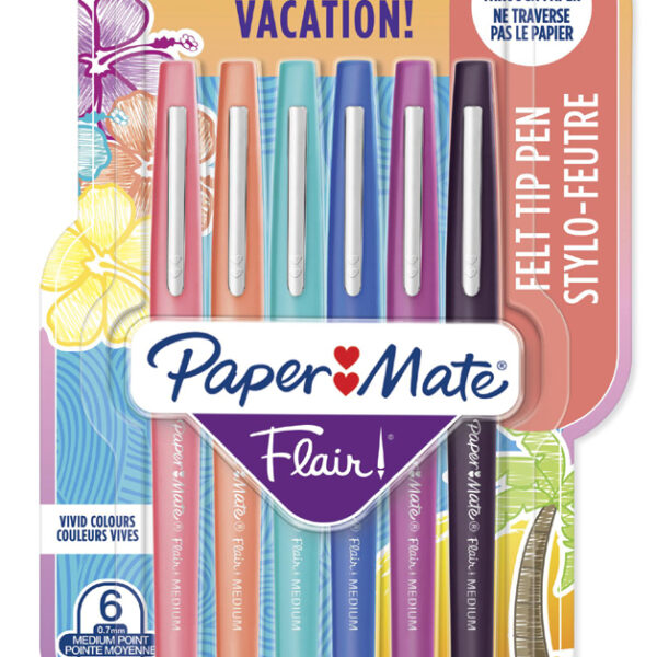 Paper:Mate fineliner Flair TROPICAL VACATION, 6 stuks in blister, 1,0mm