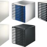 LEITZ schuifladenbox Formulier-set, 10 lades, lichtgrijs/rood