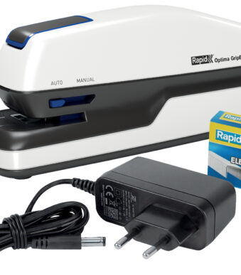 Rapid electrische nietmachine Optima GripE, wit/grijs/blauw