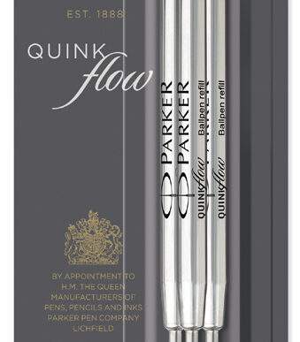 PARKER hoogvolume balpenvulling QUINKflow, M, zwart, 3 stuks op blister