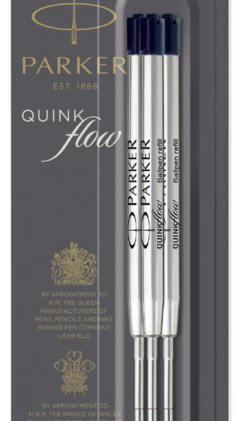 PARKER hoogvolume balpenvulling QUINKflow, M, zwart, 3 stuks op blister