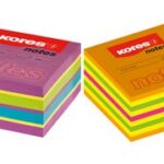 Kores zelfklevende memo's kubus, 50 x 50 mm, neon kleuren, 4-kleuren