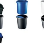 helit prullenbak ´the german line´, 18 liter, PE, rond, lichtgrijs