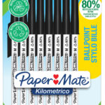 Paper:Mate balpen Kilometrico, zwart, 8 stuks op blister