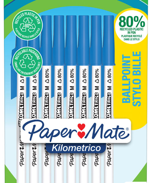Paper:Mate balpen Kilometrico, blauw, 8 stuks op blister