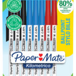 Paper:Mate balpen Kilometrico, assorti, 8 stuks op blister