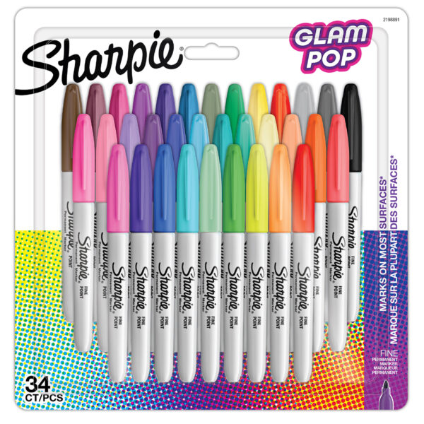 Sharpie permanent-marker FINE 'Glam Pop', 34 stuks op blister