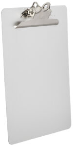 SAUNDERS klembord, aluminium, met ophangoog, zilver