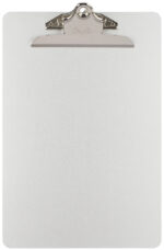 SAUNDERS klembord, aluminium, met ophangoog, zilver