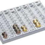 WEDO geld telbord met 8 losse muntbakjes, lichtgrijs