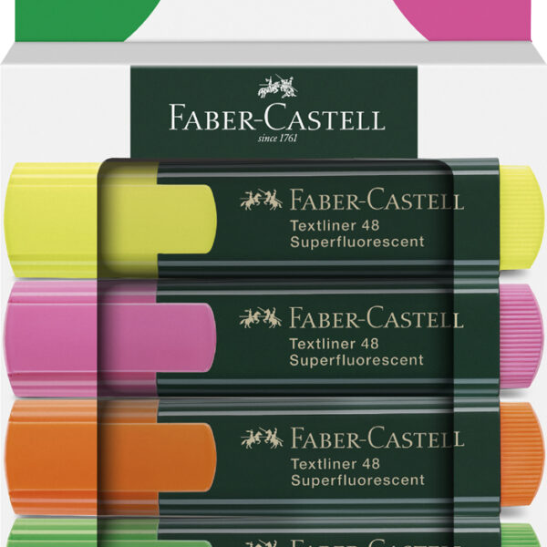 FABER-CASTELL tekstmarker TEXTLINER 48, 4 stuks in doosje
