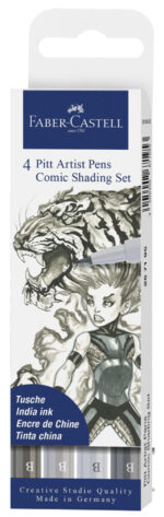 FABER-CASTELL tekenpen PITT artist pen, 4 stuks in etui Comic