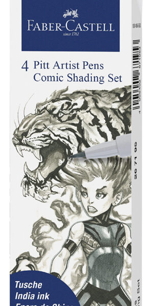 FABER-CASTELL tekenpen PITT artist pen, 4 stuks in etui Comic