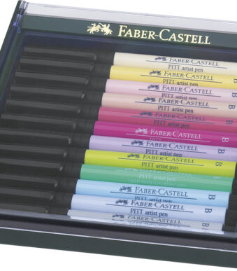 FABER-CASTELL tekenstift PITT artist pen, 12 in etui pastel