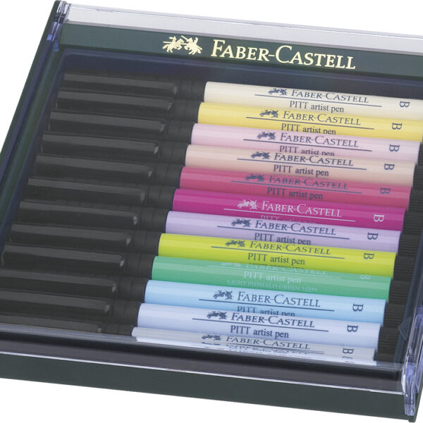 FABER-CASTELL tekenstift PITT artist pen, 12 in etui pastel