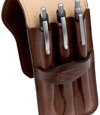 MIKA pennenetui voor 3 pennen, zadelleer, bruin