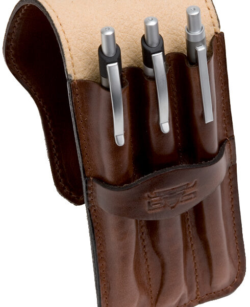 MIKA pennenetui voor 3 pennen, zadelleer, bruin