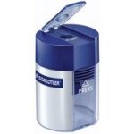 STAEDTLER puntenslijper, rond, zilver, blauw deksel