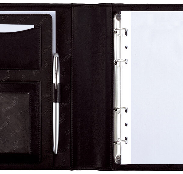 Alassio schrijfmap met ringband ´BENACO´, A5, kunstleer, zwart