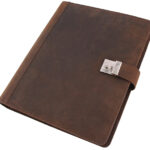 Alassio organisatiemap met slot, A4, jagersleer, cognac