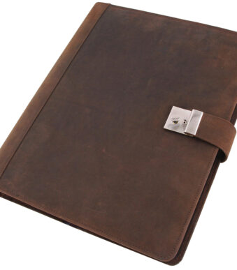 Alassio organisatiemap met slot, A4, jagersleer, cognac