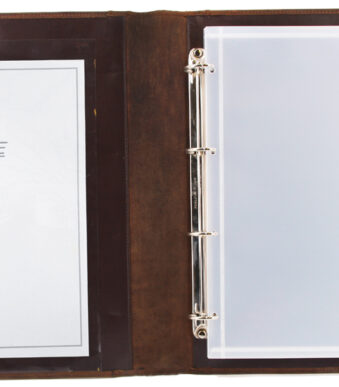 Alassio organisatiemap met slot, A4, jagersleer, cognac