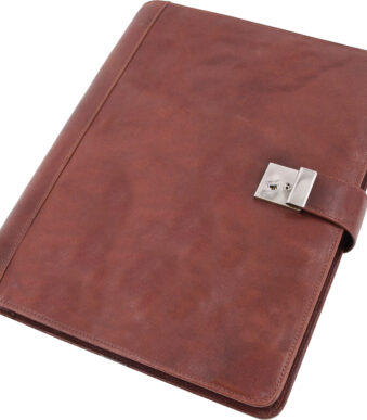 Alassio organisatiemap met slot, A4, jagersleer, bruin