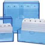 WEDO kaartenbak A6 liggend, blauw-transparant, gevuld