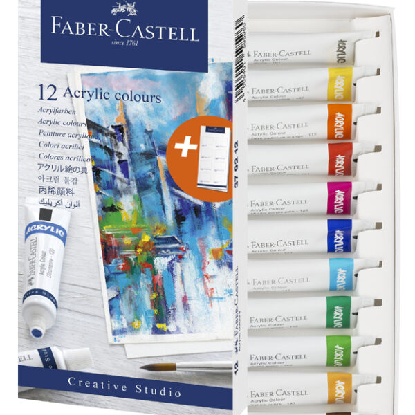FABER-CASTELL acrylverf in tube, 12 stuks in doosje
