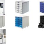 HAN schuifladenbox, 5 lades, box: lichtgrijs, lades doorschijnend-helder