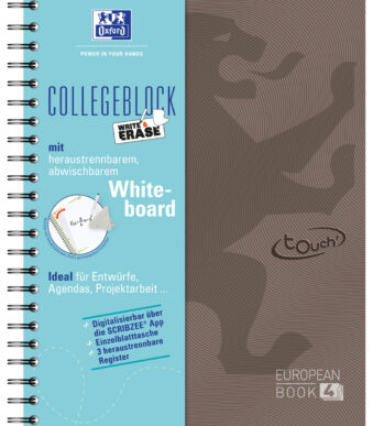 Oxford Touch European Book 4 'Write en Erase', DIN A4+, bruin