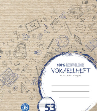LANDRÉ woordenschrift Recycling, DIN A5, 2-koloms, 32 vel, blauw