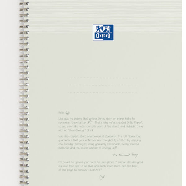 Oxford spiraalblok Origins, DIN A4, gelinieerd, grijs