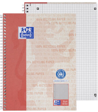 Oxford collegeblok 'Recycling', DIN A5+, 80 vel, geruit
