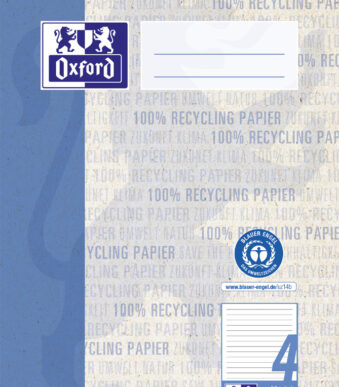 Oxford schoolschrift 'Recycling', DIN A5, 16 vel, liniatuur 4, blauw