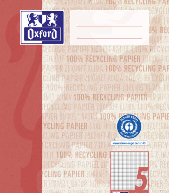 Oxford schoolschrift 'Recycling', DIN A5, 16 vel, liniatuur 5, rood