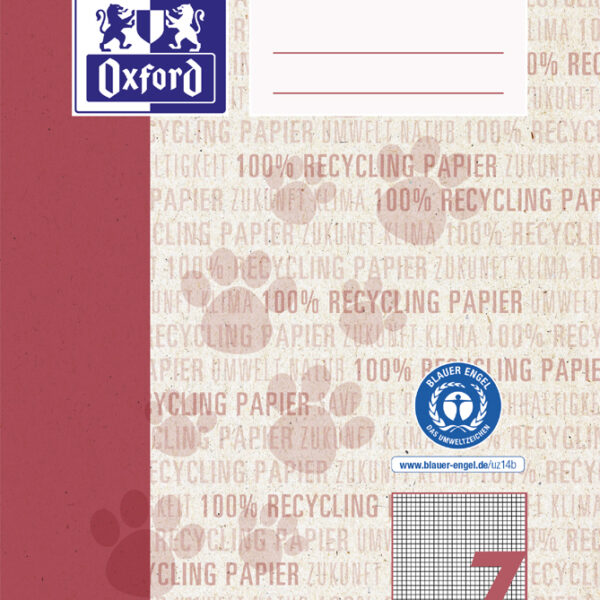 Oxford schoolschrift 'Recycling', DIN A5, 16 vel, liniatuur 7, bordeaux