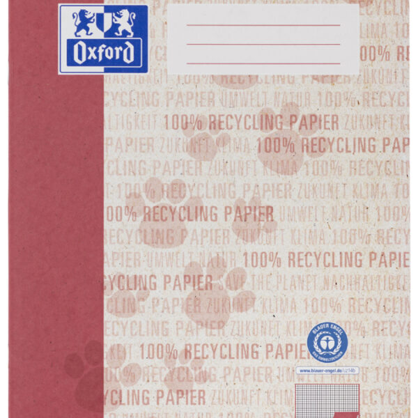 Oxford schoolschrift 'Recycling', DIN A4, 16 vel, liniatuur 7, bordeaux