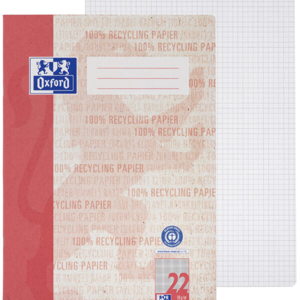 Oxford schoolschrift 'Recycling', DIN A4, 16 vel, liniatuur 22, rood