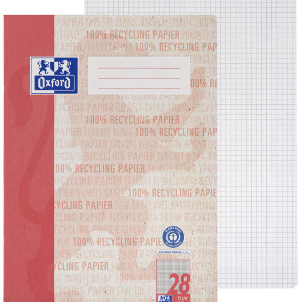 Oxford schoolschrift 'Recycling', DIN A4, 16 vel, liniatuur 28, rood