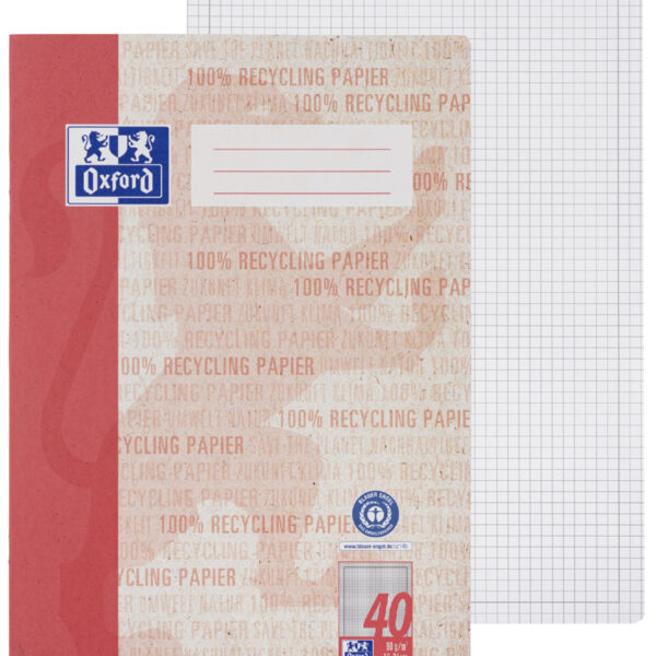 Oxford schoolschrift 'Recycling', DIN A4, 16 vel, liniatuur 40, rood