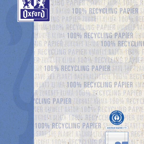 Oxford schoolblok 'Recycling', DIN A4, 50 vel, liniatuur 27