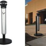 Rubbermaid staande asbak Infinity, rond, zilver / zwart