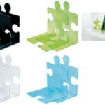 HAN boekensteun PUZZLE, set van 2, blauw-transparant