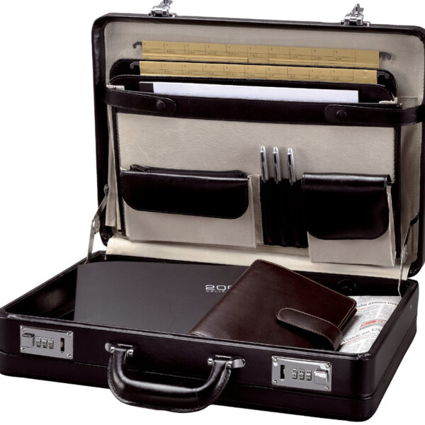 Alassio Attaché-koffer ´TAORMINA´, leer, zwart