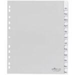 DURABLE kunststof tabbladen, A4, PP, 12-delig, grijs