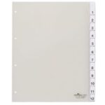 DURABLE kunststof tabbladen, A4, 12-delig, transparant